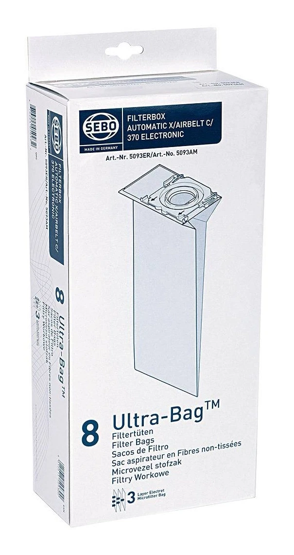 Sebo 5093Er Pack Of 8 Ultra-Bags For X And C