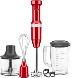KitchenAid 5KHBV83BER Corded Hand Blender + Accessories - Empire Red