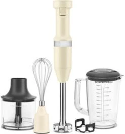 KitchenAid 5KHBV83BAC Corded Hand Blender + Accessories - Almond Cream