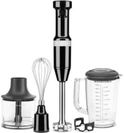 KitchenAid 5KHBV83BOB Corded Hand Blender + Accessories - Onyx Black
