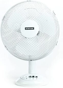 Status 14 Oscillating White Desk Fan