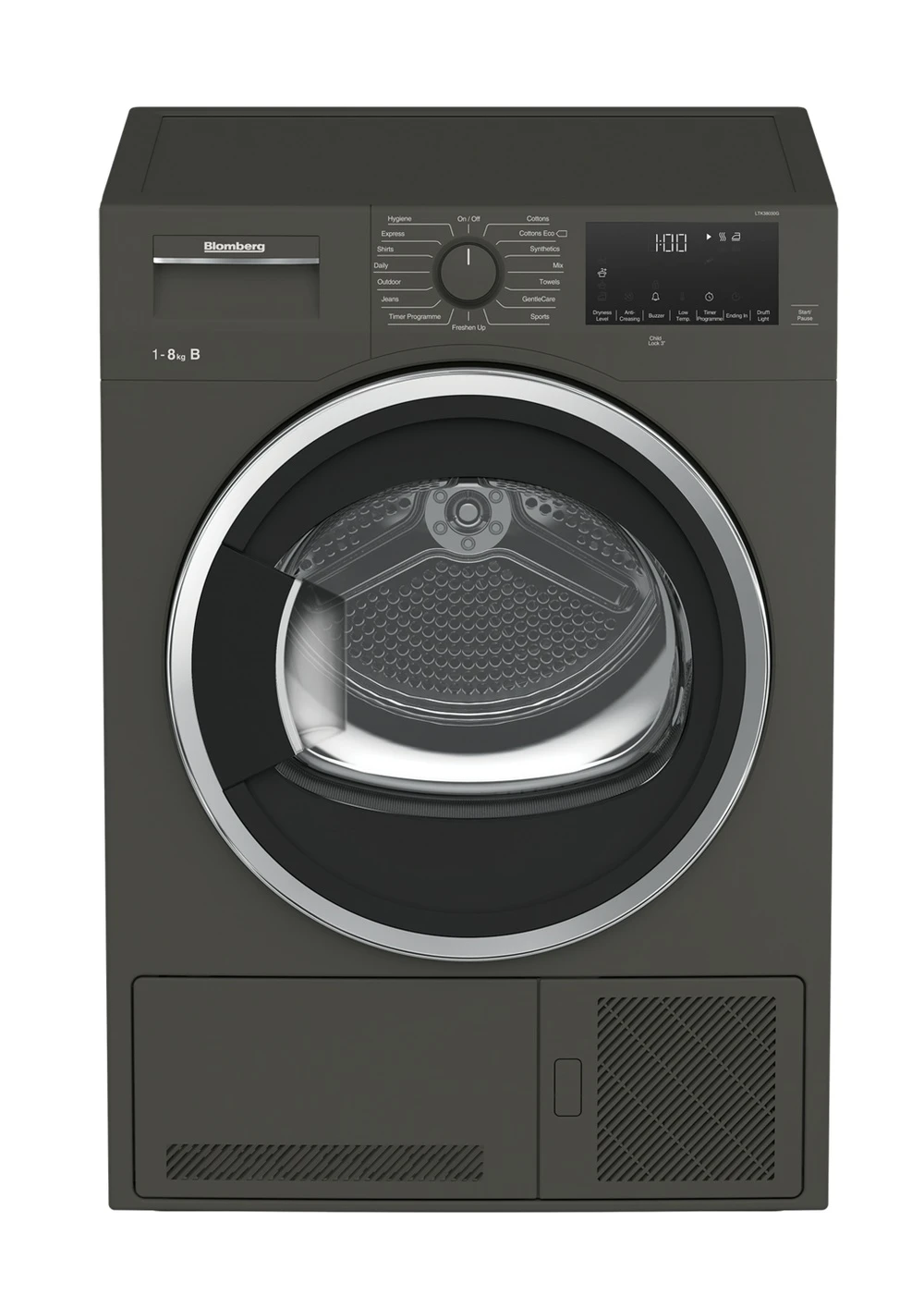 Blomberg LTK38030G 8kg Condenser Tumble Dryer - Graphite