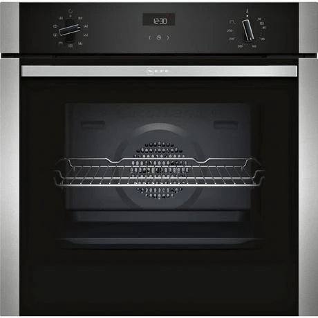 Neff B1ACE4HN0B 59.4cm Built In Electric CircoTherm Single Oven - Black/Steel