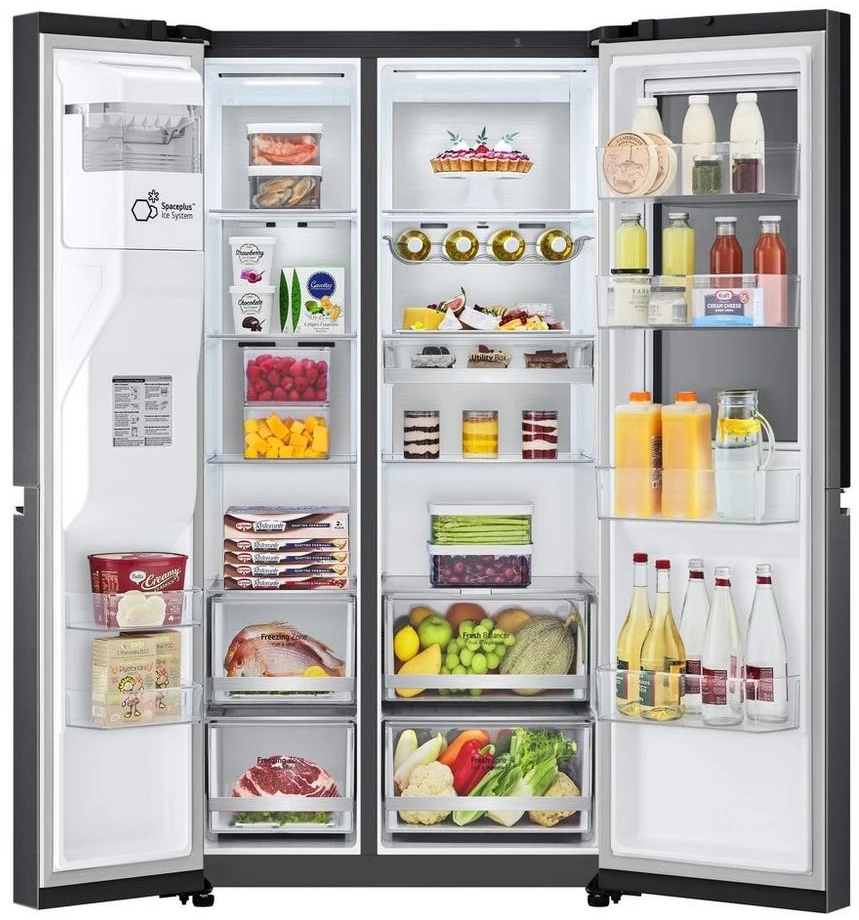 LG GSXV90MCAE Frost Free American Style Fridge Freezer - Matt Black - Image 3