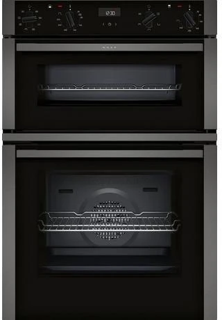 Neff U1ACE2HG0B 59.4cm Built In Electric Double Oven - Black With Graphite Trim